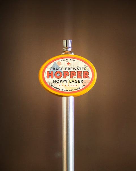 taph handle with Grace Hopper label 