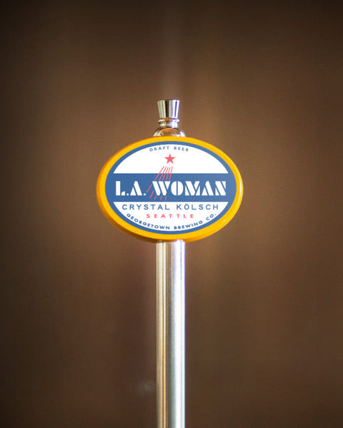 tap handle with LA Woman label