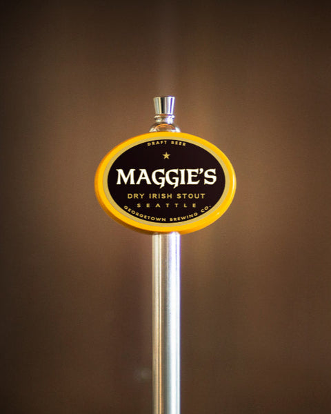 tap handle with Maggie's logo