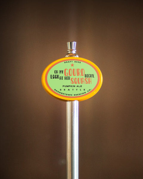 tap handle with Oh My gourd logo