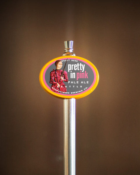 tap handle with Pretty In Pink Pale Ale logo
