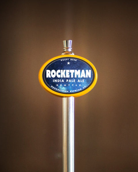 tap handle with Rocketman IPA logo