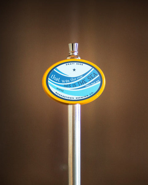 tap handle with That was the river this is the sea IPA logo