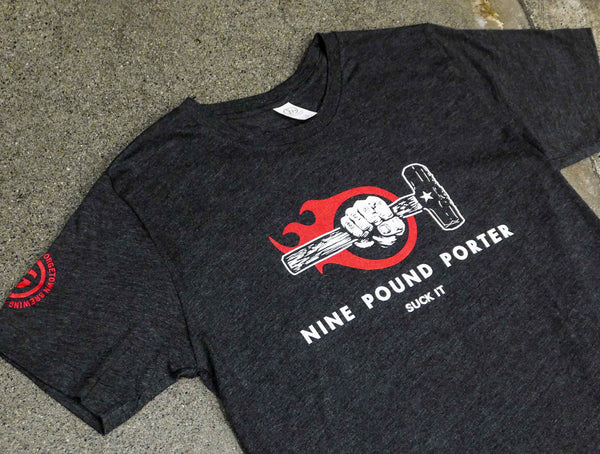 nine pound porter shirt with red flame